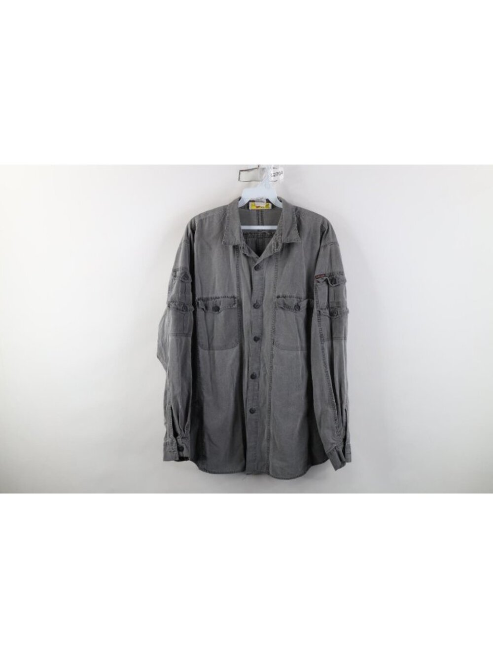 Vintage 90s Streetwear Mens Large Faded Stonewash Collared Button Shirt Gray